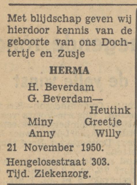 Hengelostraat 303 H. Beverdam advertentie Tubantia 23-11-1950.jpg