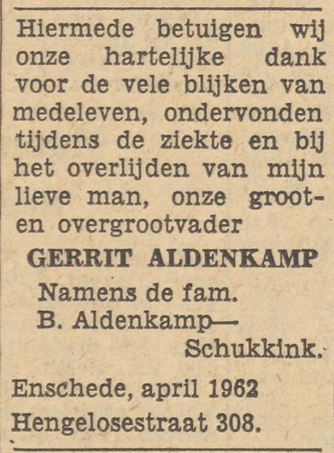 Hengelosestraat 308 Gerrit Aldenkamp advertentie Tubantia 14-4-1962.jpg