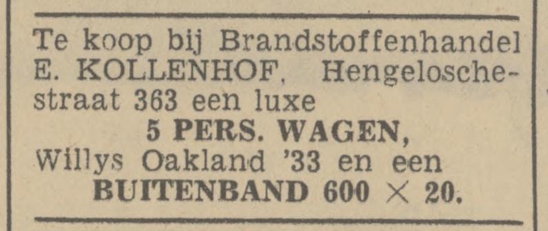 Hengelosestraat 363 brandstoffenhandel E. Kollenhof advertentie Tubantia 4-11-1939.jpg