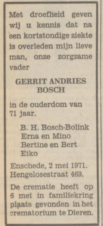 Hengelosestraat 469 G.A. Bosch overlijdensadbertentie Tubantia 6-5-1971.jpg