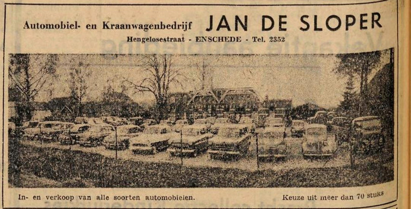 Hengelosestraat 475 automobiel en kraanbedrijf Jan de Sloper krantenfoto Tubantia 7-6-1958.jpg