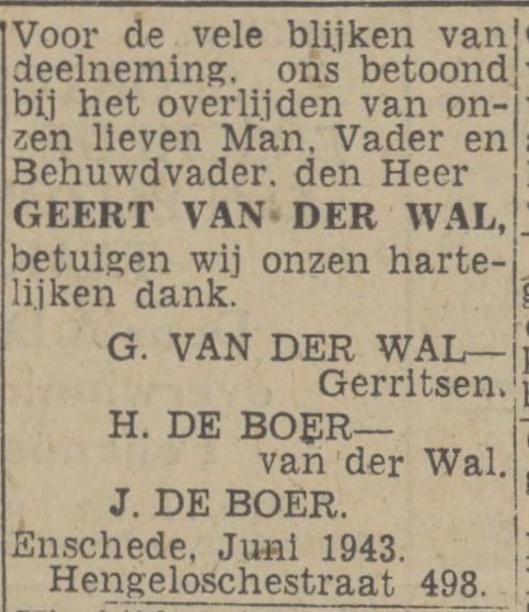 Hengelosestraat 498 Geert van der Wal advertentie Tubantia 7-6-1943.jpg
