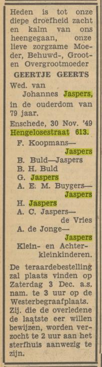 Hengelosestraat 613 G. Jaspers-Geerts overlijdensadvertentie Tubantia 1-12-1949.jpg
