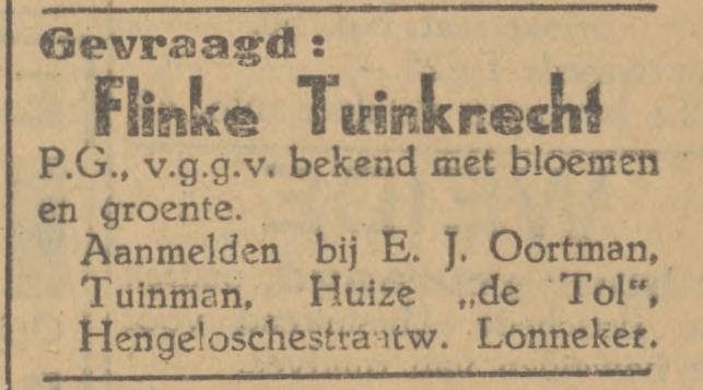 Hengelosestraat 702 E.J. Oortman tuinman huize De Tol advertentie Tubantia 702.jpg