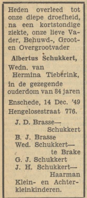 Hengelosestraat 776 Albertus Schukkert overlijdensadvertentie Tubantia 16-12-1949.jpg