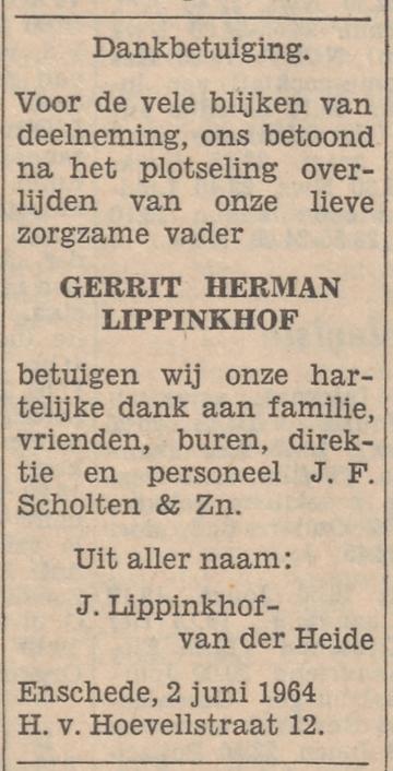 Herman van Hoevellstraat 12 G.H. Lippinkhof advertentie Tubantia 2-6-1964.jpg
