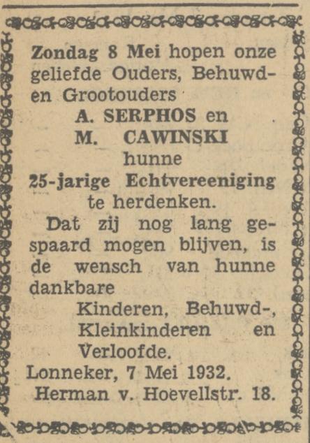 Herman van Hoevellstraat 18 A. Serphos advertentie Tubantia 7-5-1932.jpg