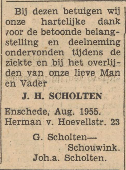 Herman van Hoevellstraat 23 J.H. Scholten advertentie Tubantia 3-8-1955.jpg