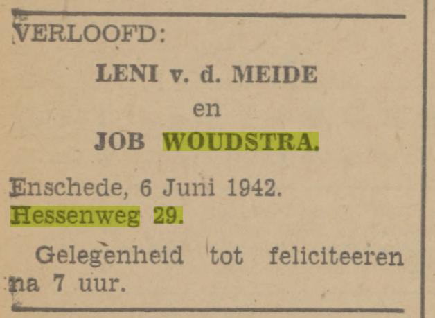 Hessenweg 29 Job Woudstra advertentie Tubantia 3-6-1942.jpg