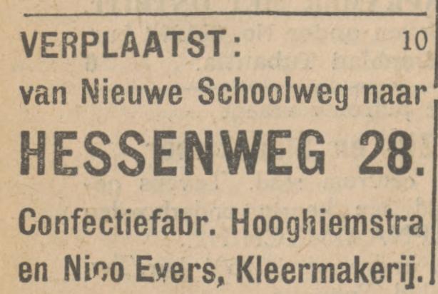 Hessenweg 28 Nico Evers kleermakerij advertentie Tubantia 12-6-1930.jpg