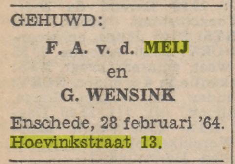 Hoevinkstraat 13 F.A. van der Meij advertentie Tubantia 28-2-1964.jpg