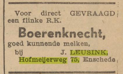 Hofmeijerweg 75 L. Leusink advertentie Tubantia 6-10-1939.jpg