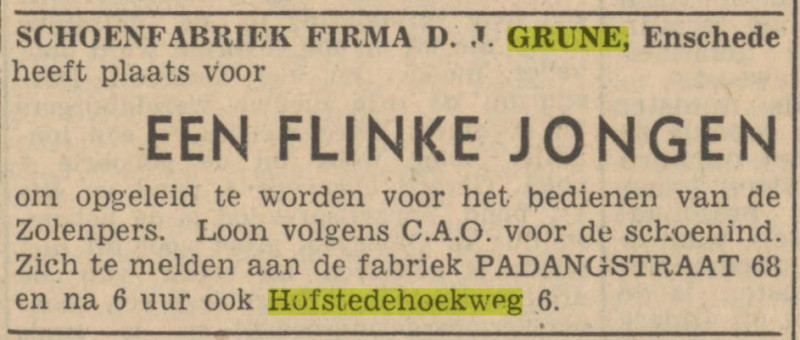 Hofstedehoekweg 6 D.J. Grune advertentie Tubantia 16-9-1947.jpg