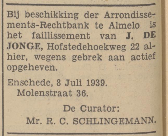 Hofstedehoekweg 22 J. de Jonge advertentie Tubantia 8-7-1939.jpg