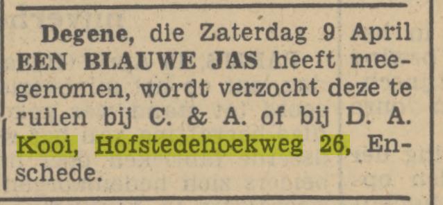 Hofstedehoekweg 26 D.A. Kooi advertentie Tubantia 13-4-1938.jpg