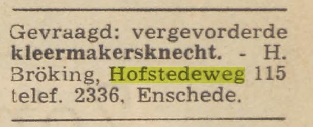 Hofstedeweg 115 H. Bröking advertentie Tubantia 5-3-1959.jpg