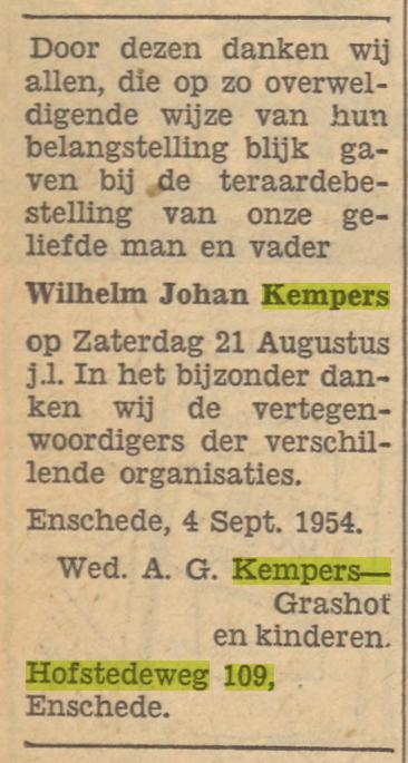 Hofstedeweg 109 W.J. Kempers advertentie Tubantia 4-9-1954.jpg