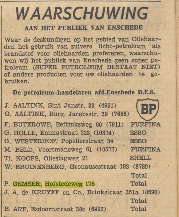 Hofstedeweg 178 P. Gemser advertentie Tubantia15-2-1958.jpg