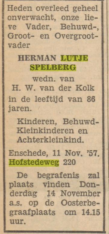 Hofstedeweg 220 H. Lutje Spelberg overlijdensadvertie Tubantia 12-11957.jpg