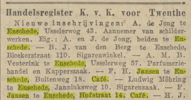 Hofstraat 14 cafe F. Jansen krantenbericht Provinciale Overijsselsche courant 5-11-1927.jpg