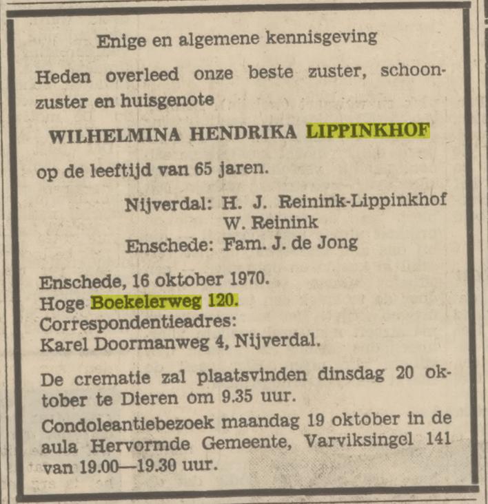 Hoge Boekelerweg 120 W.H. Lippinkhof overlijdensadvertentie Tubantia 17-10-1970.jpg