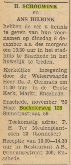 Hoge Boekelerweg 128 H. Schouwink advertentie Tubantia 24-11-1959.jpg