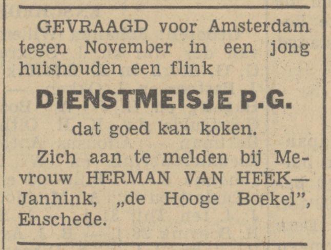 Hoge Boekelerweg 255 Hooge Boekelo Mevr. Herman van Heek-Jannink advertentie Tubantia 4-9-1936.jpg