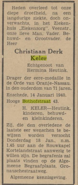 Hoge Bothofstraat 43 C.D. Keler overlijdensadvertentie Tubantia 15-1-1940.jpg