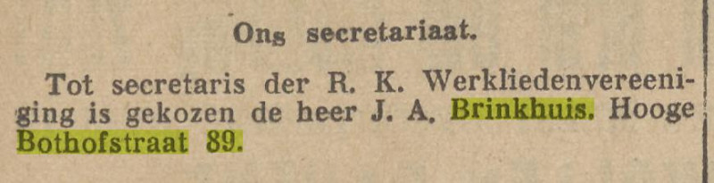 Hoge Bothofstraat 89 J.A. Brinkhuis krantenbericht De Volkskrant 18-5-1929.jpg