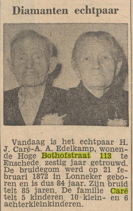 Hoge Bothofstraat 113 H.J. Caré krantenbericht Tubantia 26-11-1956.jpg