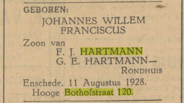 Hoge Bothofstraat 120F.J. Hartmann advertentie Tubantia 13-8-1928.jpg