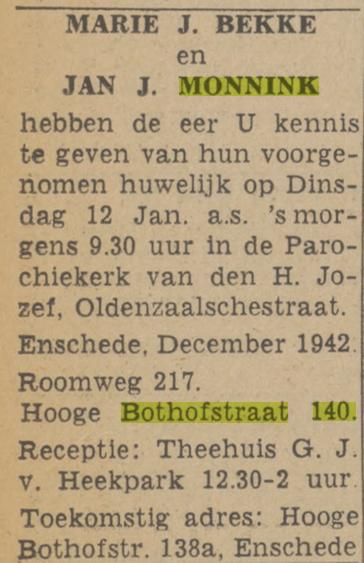 Hoge Bothofstraat 140 J.J. Monnink advertentie Twentsch nieuwsblad 23-12-1942.jpg