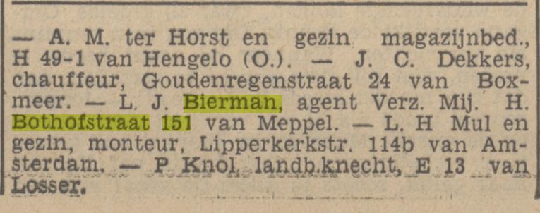 Hoge bothofstraat 151 L.J. Bierman  agent verz.mij krantenbericht Tubantia 16-9-1936.jpg