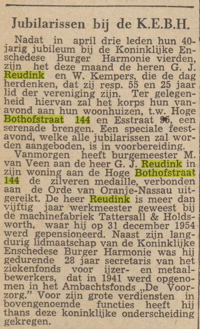 Hoge Bothofstraat 144 G.J. Reudink krantenbericht Twentsche courantn 9-6-1956.jpg