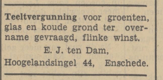 Hogelandsingel 44 E.J. ten Da, advertentie Tubantia 7-11-1938.jpg