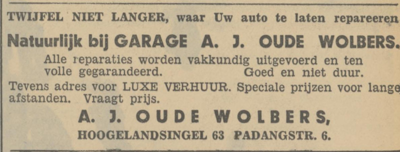 Hogelandsingel 63 garage A.J. Oude Wolbers advertentie Tubantia 28-9-1935.jpg