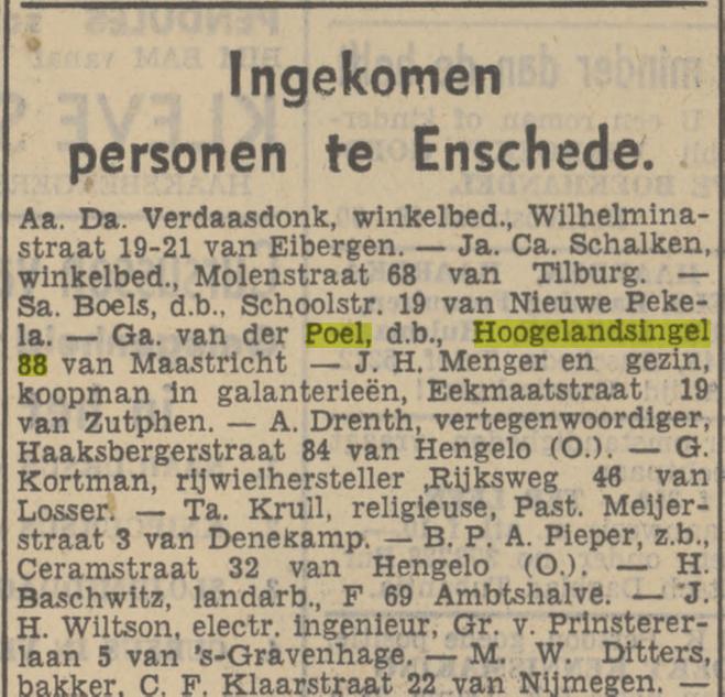Hogelandsingel 88 G. van der Poel dienstbode krantenbericht Tubantia 9-10-1937.jpg