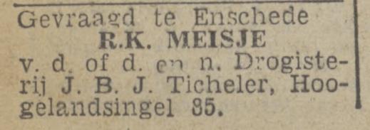 Hogelandsingel 85 drogisterij J.B.J. Ticheler advertentie Tubantia 7-10-1943.jpg