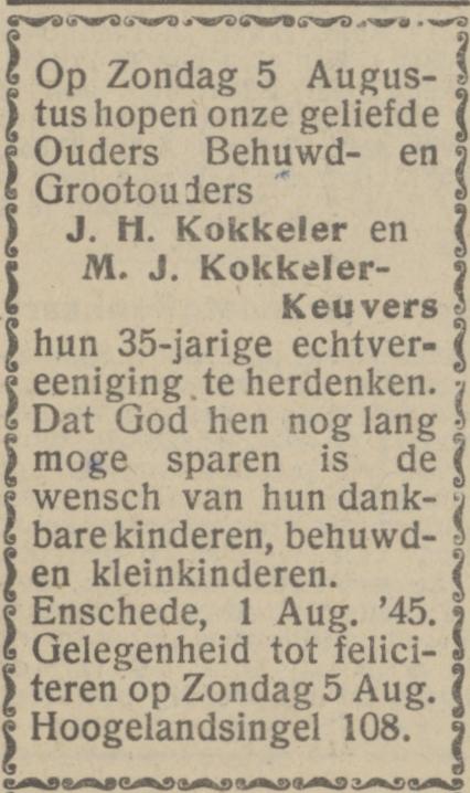 Hogelandsingel 108 J.H. Kokkeler advertentie Het Parool 1-8-1945.jpg