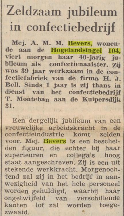 Hogelandsingel 104 Mej. A.M.M. Bevers confectienaaister krantenbericht Twentsche courant 24-5-1960.jpg