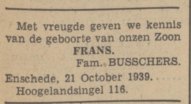 Hogelandsingel 116 Fam. Busschers advertentie Tubantia 23-10-1939.jpg