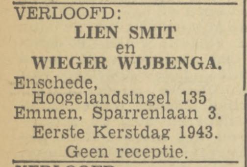 Hogelandsingel 135 L. Smit advertentie Twentsch nieuwsblad 21-12-1943.jpg
