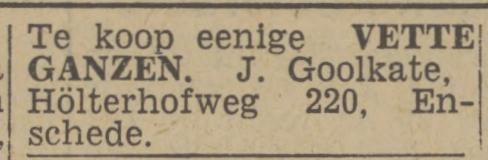 Holterhofweg 220 J. Goolkate advertentie Twentsch nieuwsblad 25-6-1943.jpg