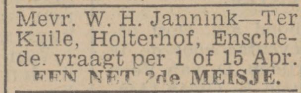 Holterhofweg 325 Holterhof W.H. Jannink-ter Kuile advertentie Twentsch nieuwsblad 10-3-1943.jpg