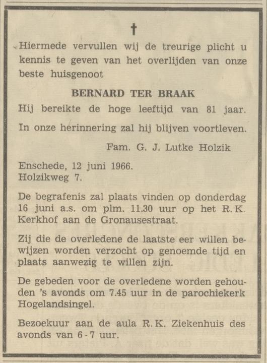 Holzikweg 7 Bernard ter Braak overlijdensadvertentie Tubantia 14-6-1966.jpg
