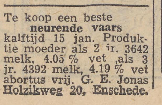 Holzikweg 20 G.E. Jonas advertentie Twentsche courant 9-1-1958.jpg
