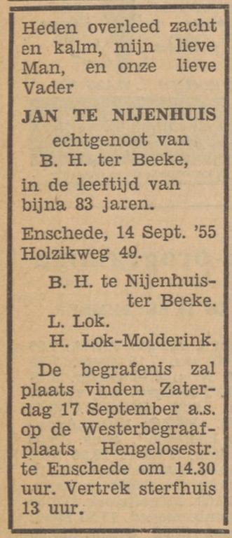 Holzikweg 49 Jan te Nijenhuis overlijdensadvertentie 15-9-1955.jpg