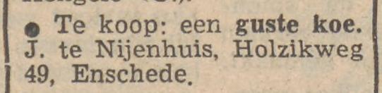 Holzikweg 49 J. te Nijenhuis advertentie Tubantia 4-4-1953.jpg