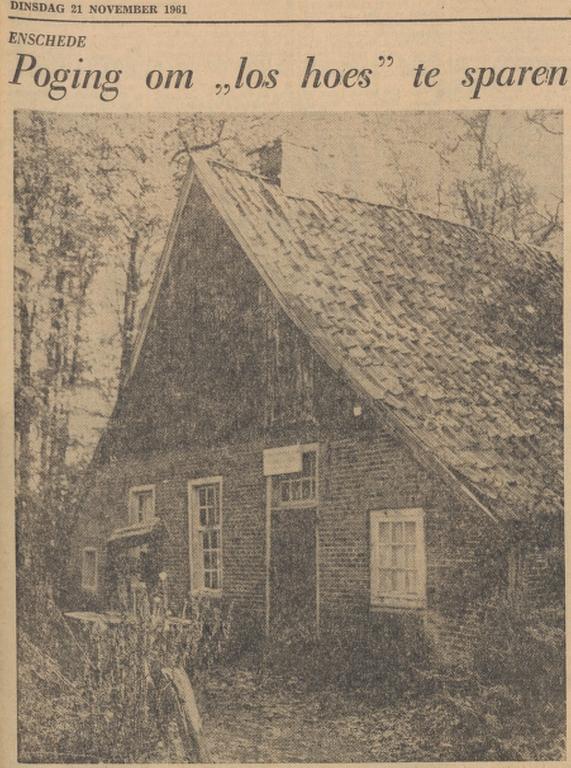 Honhofsweg 45 Zuid-Esmarke Los Hoes Mej. G. Dove krantenfoto Tubantia 21-11-1961.jpg