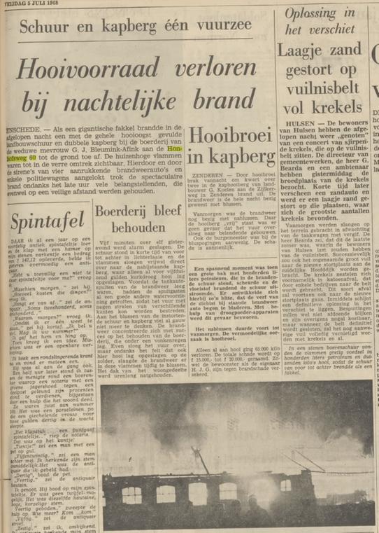 Honhofsweg 60 G.J. Bleumink brand bij boerderij krantenbericht Tubantia 5-7-1968.jpg